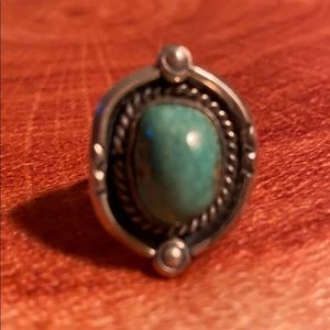 BoHo 1960s turquoise ring size 6